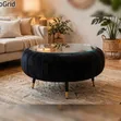 Quality Black Velvet Glass Coffee Table - 1