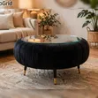 Quality Black Velvet Glass Coffee Table - 2
