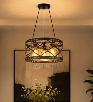 Modern Vintage Metal Cage Crystal Chandelier - Kitchen Lighting
