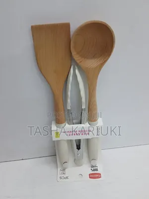 3 Pcs Wooden Serving Spoons with Silicone Handles