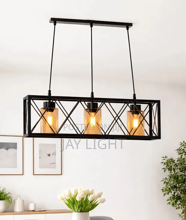 Metal Cage Crystal LED Ceiling Light for Kitchen Island - 1
