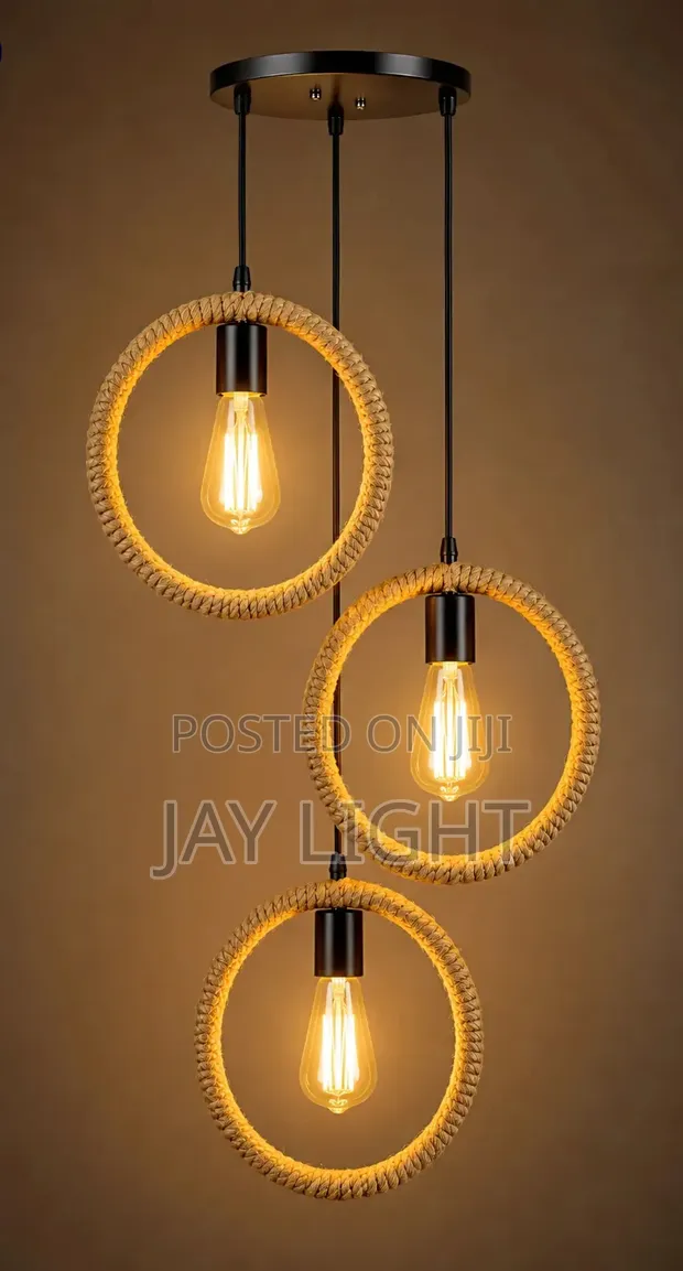 Hand-Woven Natural Rope Chandelier - Bedroom Lighting Fixture - 1