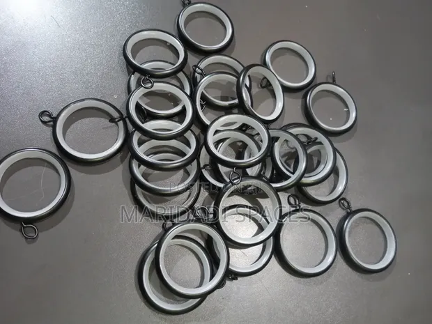 Black Big Size Silent Curtain Rod Rings with Hook - 1