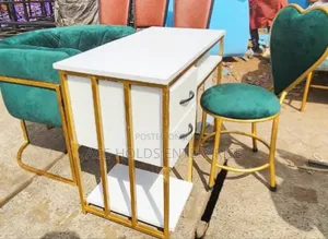 Commercial Salon Nail Table with Drawers & Comfortable Seat