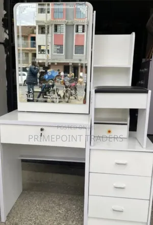 White Dressing Table with Sliding Mirror