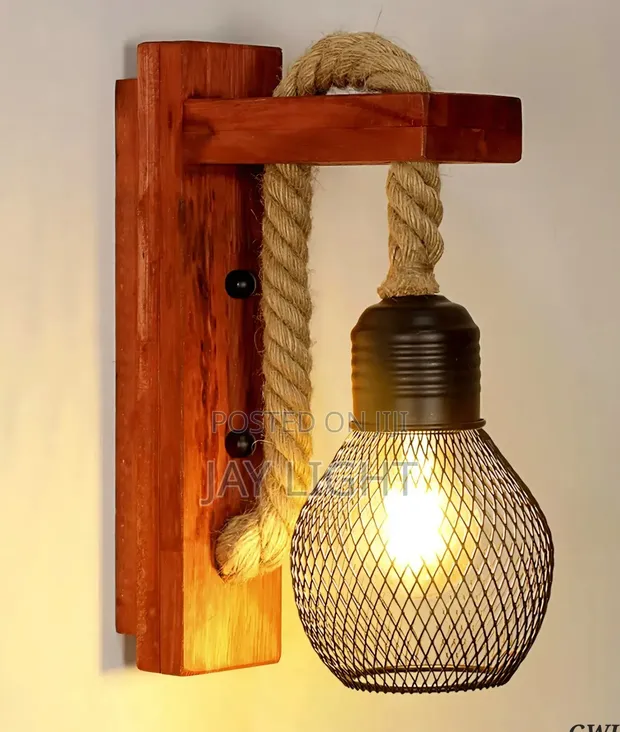 Vintage Wood Wall Lamp - Retro Personality Design - 1