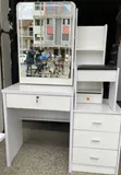 Modern White Dressing Table with Sliding Mirror - 1