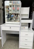 Modern White Dressing Table with Sliding Mirror - 2