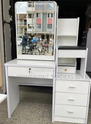 Stylish White Dressing Table with Mirror