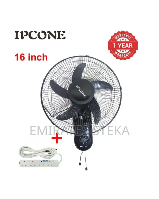 IPCONE 16" Wall Fan - 3 Speeds, Adjustable Tilt - 1