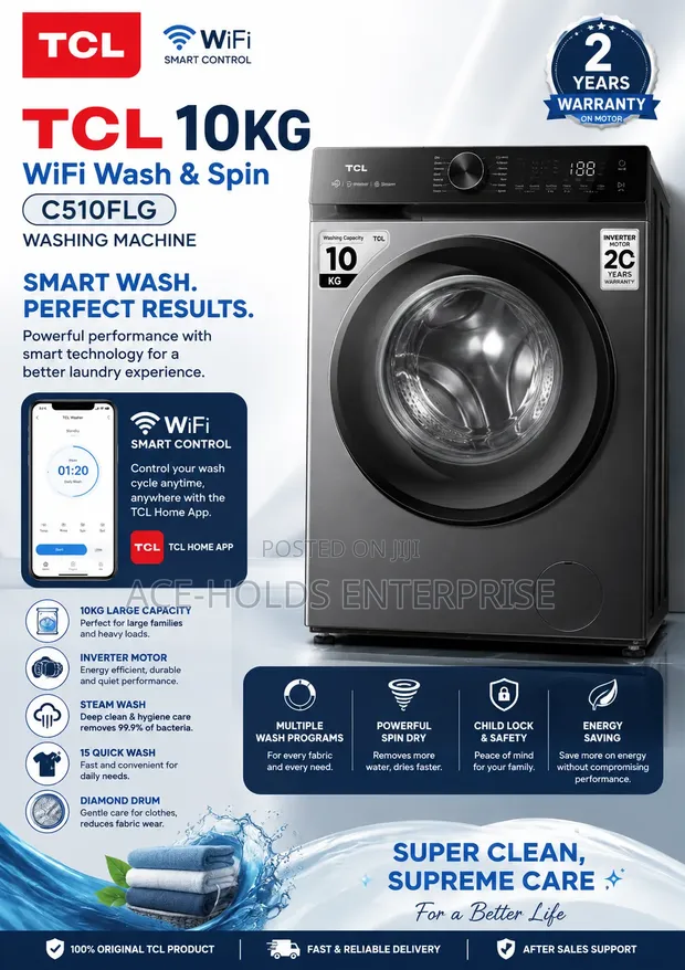 TCL 10KG Front Load Washing Machine (WiFi Enabled) - 1