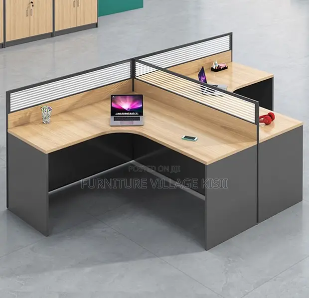 2-Way Curved Wooden Office Workstation - 1