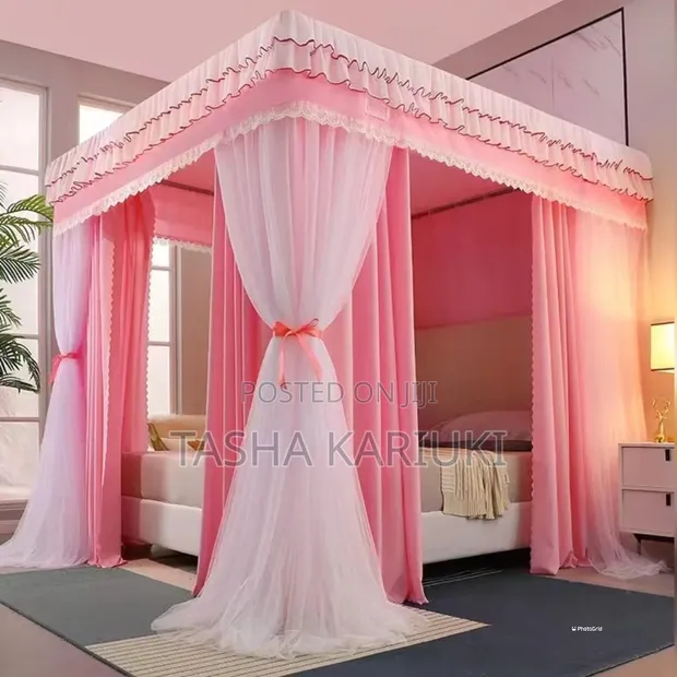 6x6 Royal Palace Bed Canopy - Fine Mesh & Thick Curtains - 1