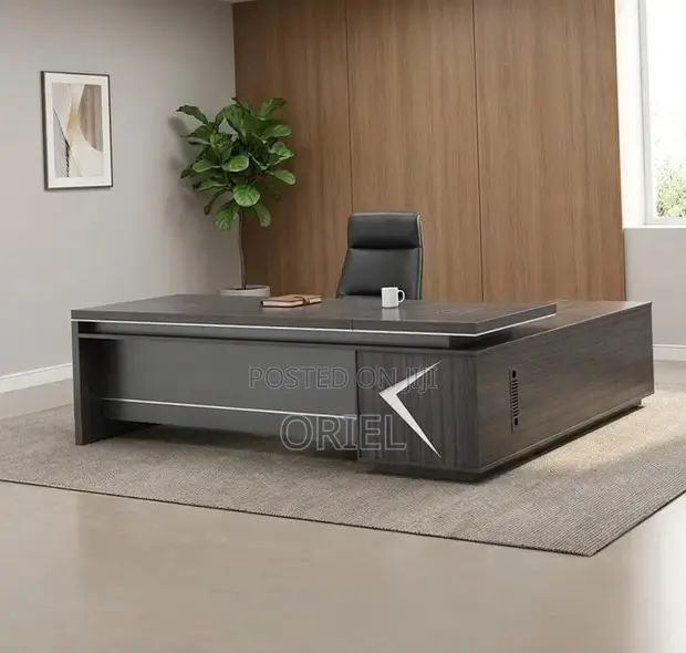 Modern 1.8m L-Shaped Executive Desk - Black - 1