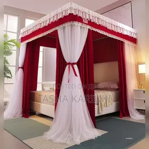 6x6 4-Stand Palace Mosquito Net with Thick Curtains
