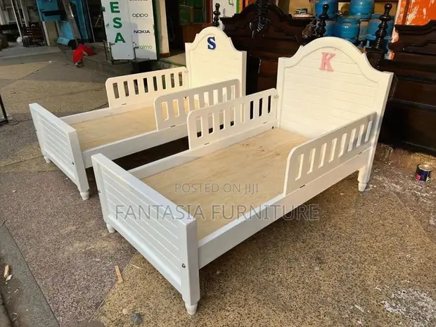 Custom Toddler/Kids Bed (3x6) - White Wood - 1