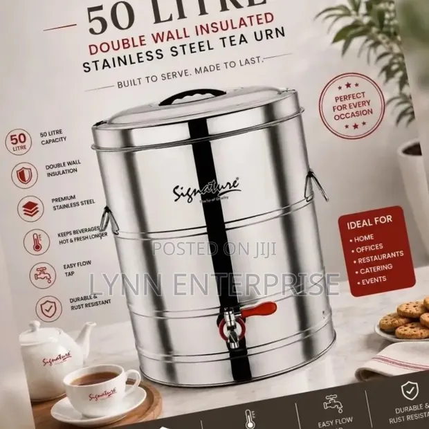 50 Litre Double Wall Insulated Stainless Steel Tea Urn - 1