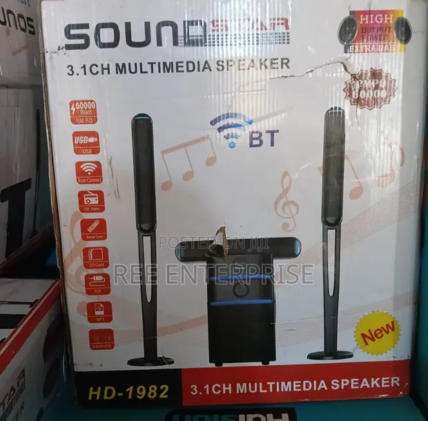 Sound Star 3.1 Channel Multimedia Speaker System - 60000W HD - 1