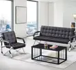 5-Seater Black Leather Reception Sofa Set - 3