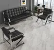 5-Seater Black Leather Reception Sofa Set - 5