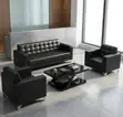 5-Seater Office Sofa Set - Black Leather - 5