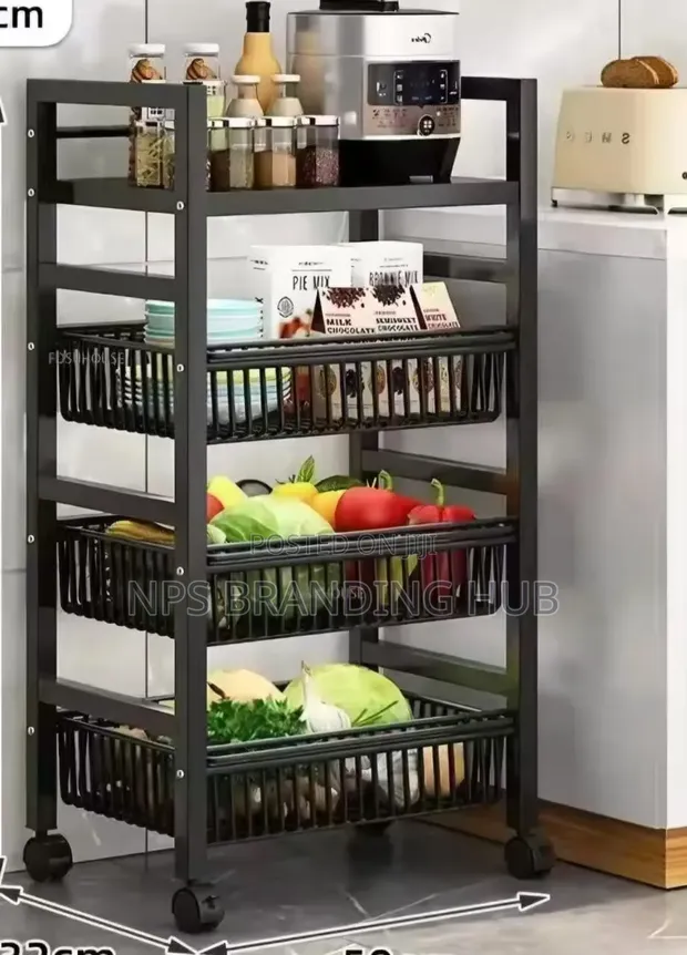 Heavy Metallic Vegetable Rack with Wheels (4 Layers) - 1