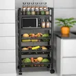 5-Layer Heavy Metallic Vegetable Rack with Wheels - 1