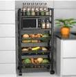 5-Layer Heavy Metallic Vegetable Rack with Wheels - 3