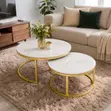 Modern Marble Nesting Coffee Table Set with Gold Frame - 1