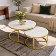 Modern Marble Nesting Coffee Table Set with Gold Frame - 2