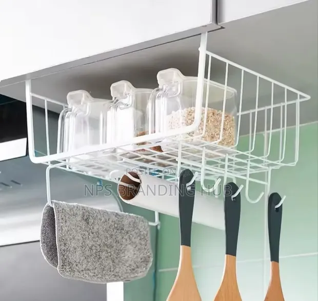 Metallic Under Shelf Rack White & Black - 1