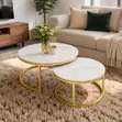Marble Finish Nesting Coffee Table Set with Gold Metal Frame - 2