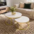 Gold Frame Marble Nesting Coffee Table Set - 1