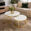 Gold Frame Marble Nesting Coffee Table Set - 2