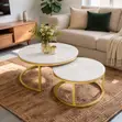 Space Saving Marble Nesting Coffee Table Set - Gold Metal Frame - 1