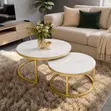 Elegant Marble Nesting Coffee Table Set with Gold Metal Frame - 1