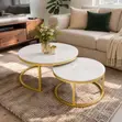 Elegant Marble Nesting Coffee Table Set with Gold Metal Frame - 2