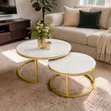 Durable Marble Nesting Coffee Table Set with Gold Metal Frame - 1