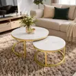 Marble Nesting Coffee Table Set with Gold Metal Frame - 2