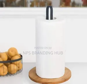 High Quality Metallic Paper Towel Holder with Bamboo Base