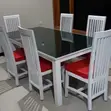 6 Seater White Marble Top Dining Set - 2