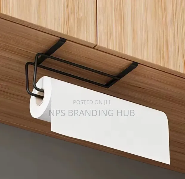 Metallic Kitchen Paper Towel Holder - Undershelf/Door Hook - 1