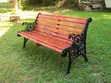 Modern Mahogany Finish Metallic 3-Seater Bench - 1