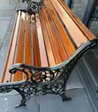 Modern Mahogany Finish Metallic 3-Seater Bench - 4