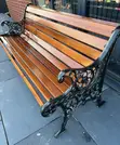 Modern Mahogany Finish Metallic 3-Seater Bench - 5
