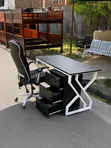 Boss Office Products Office Desk with Storage Pedestal and Leather Chair - 1