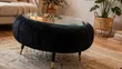 Black Velvet & Glass Coffee Table - Elegant Modern Design - 1