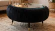 Black Velvet & Glass Coffee Table - Elegant Modern Design - 2