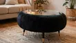 Luxury Black Velvet Coffee Table with Glass Top - 1