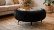 Luxury Black Velvet Coffee Table with Glass Top - 2